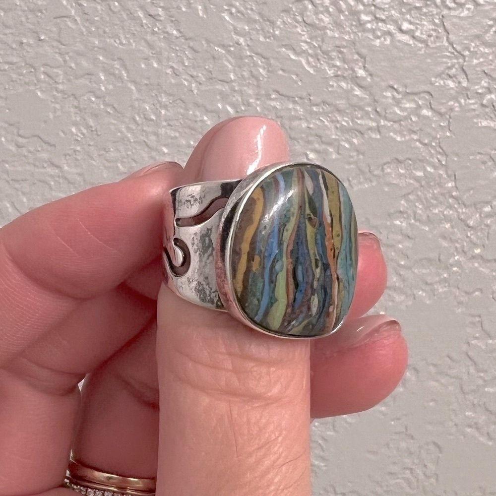 Rainbow Calsilica Jay King Mine Finds DTR Silver Ring